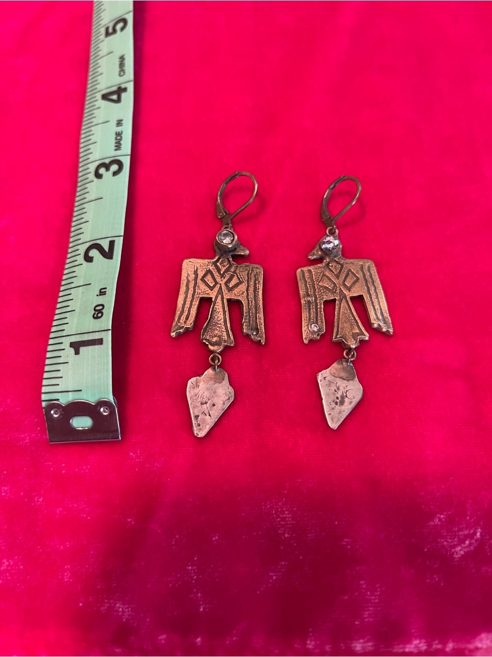 Love Tokens Thunderbird Dangle Earrings - Rustic Copper Tone